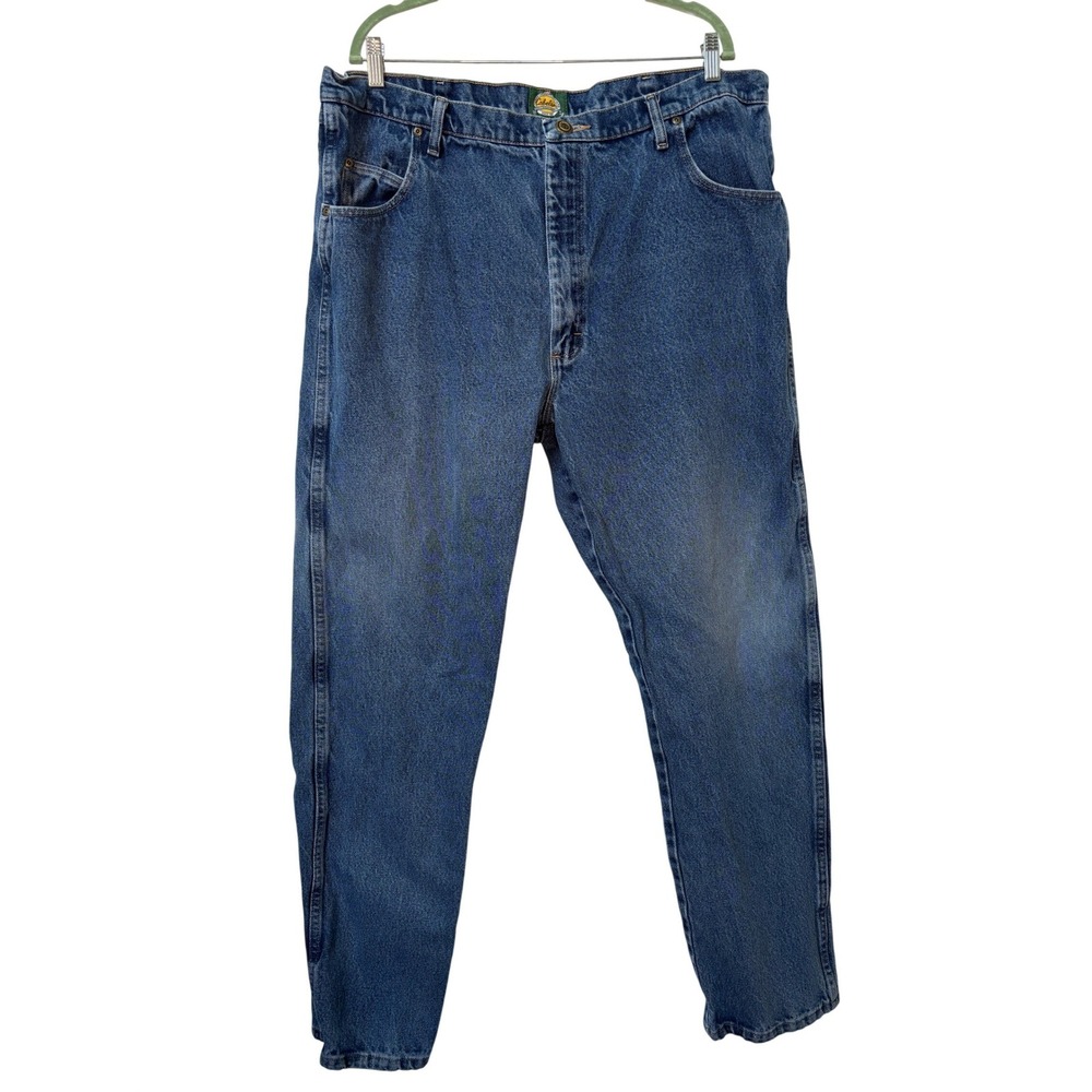 Cabelas Roughneck Mens Blue Denim Straight Leg Jeans 42x34 Medium Wash Cotton